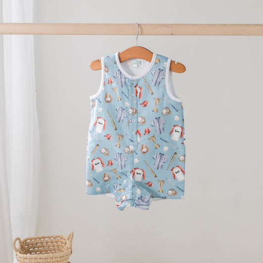 Let's Play Ball Organic Muslin Shortall-Rogue Magnolia Custom Designs