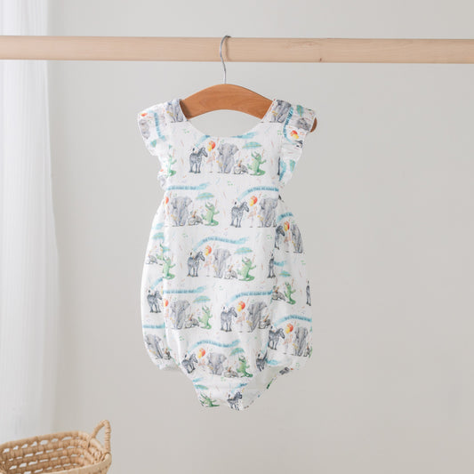 And They All Asked for You Organic Muslin Bubble Romper-Rogue Magnolia Custom Designs