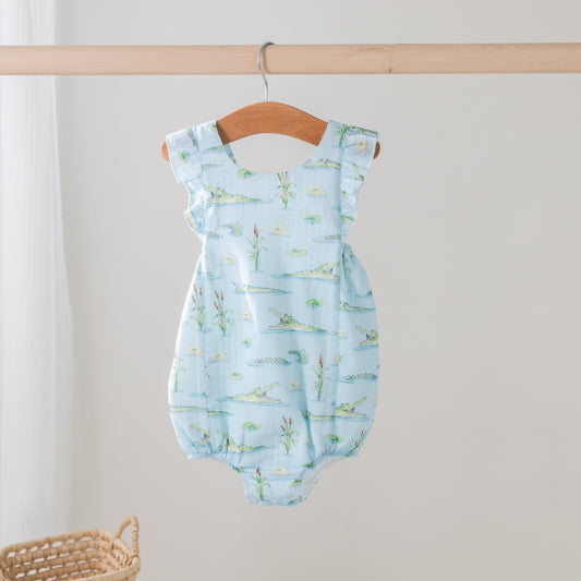 Gator Games Organic Muslin Bubble Romper-Rogue Magnolia Custom Designs