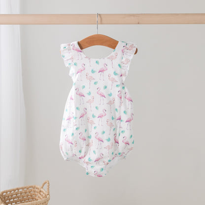 Pink Paradise Organic Muslin Bubble Romper-Rogue Magnolia Custom Designs