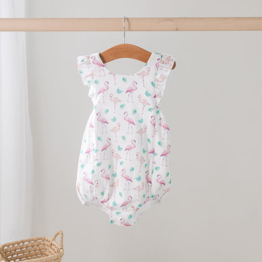 Pink Paradise Organic Muslin Bubble Romper-Rogue Magnolia Custom Designs