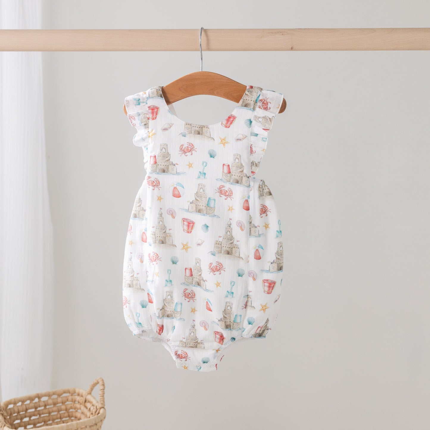 Sandcastle Kingdom Organic Muslin Bubble Romper-Rogue Magnolia Custom Designs