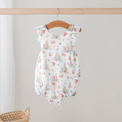 Sandcastle Kingdom Organic Muslin Bubble Romper-Rogue Magnolia Custom Designs