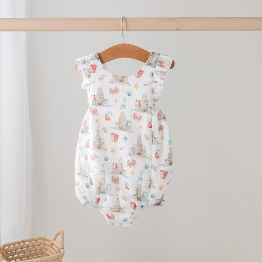 Sandcastle Kingdom Organic Muslin Bubble Romper-Rogue Magnolia Custom Designs