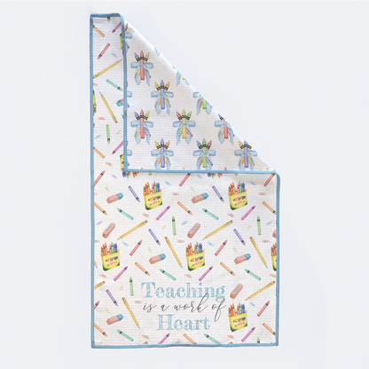 Teaching is a Work of Heart Kitchen Towel-Rogue Magnolia Custom Designs