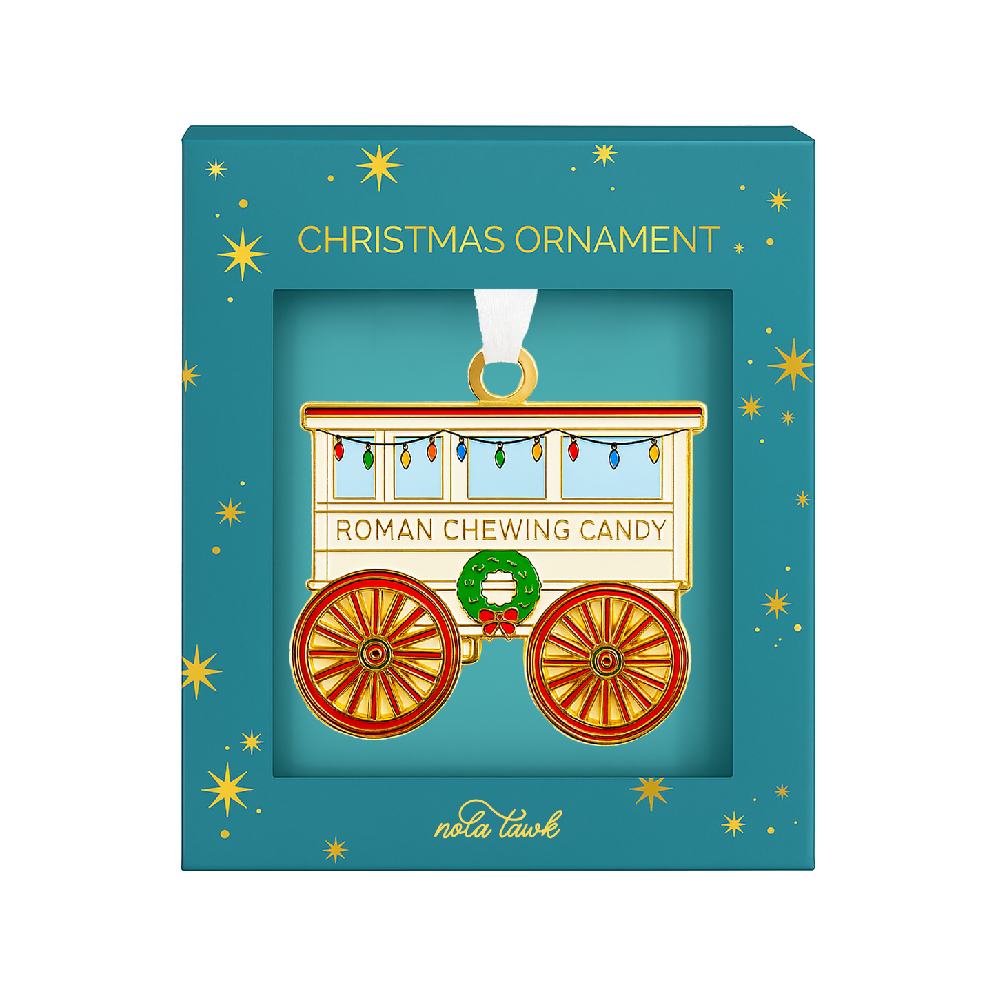 Roman Candy Cart Enamel Ornament-Rogue Magnolia Custom Designs