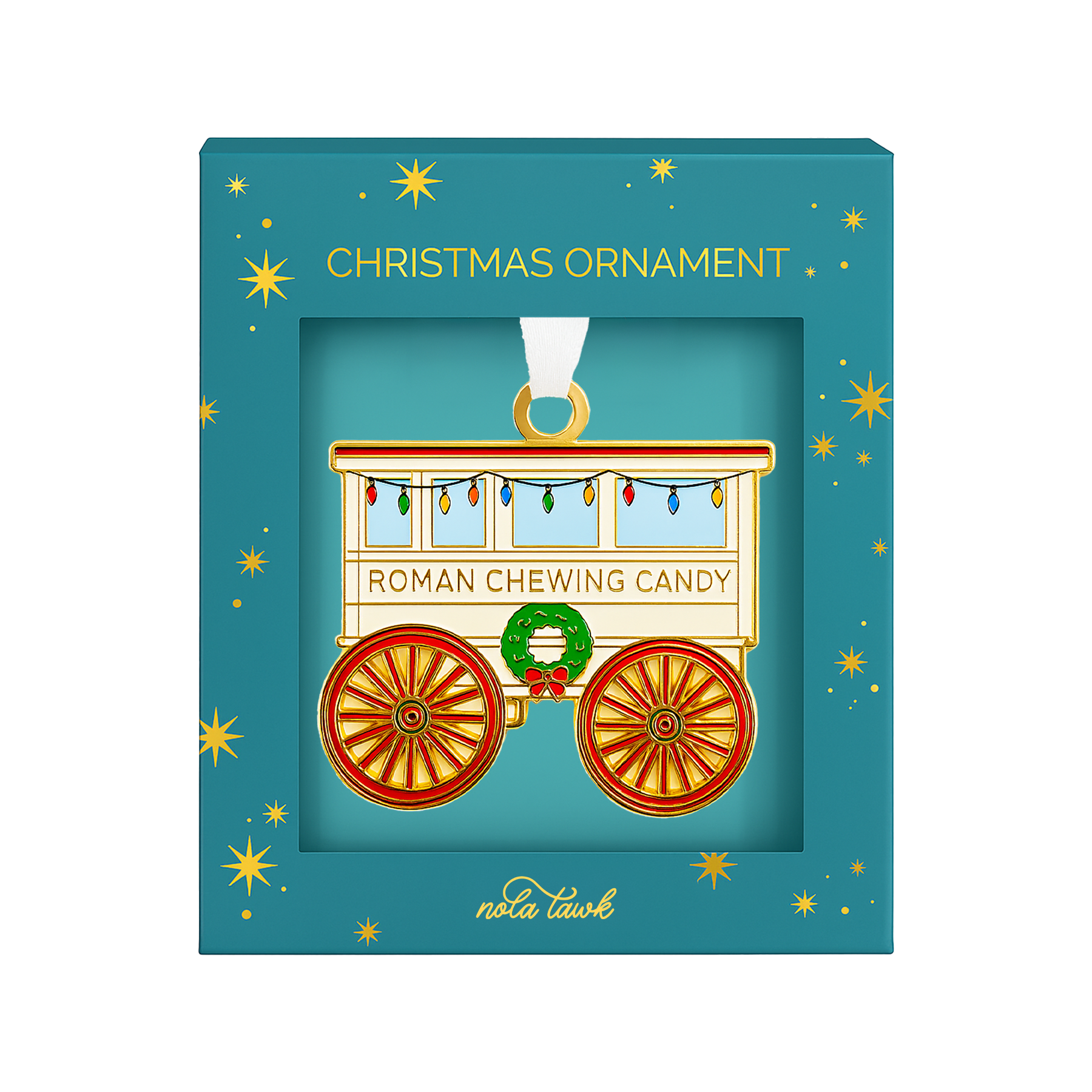 Roman Candy Cart Enamel Ornament-Rogue Magnolia Custom Designs