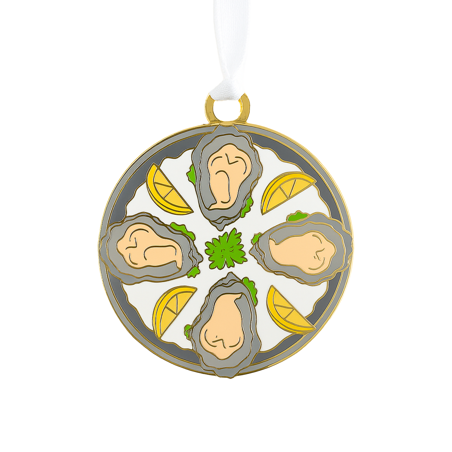 Oyster Plate Enamel Ornament-Rogue Magnolia Custom Designs