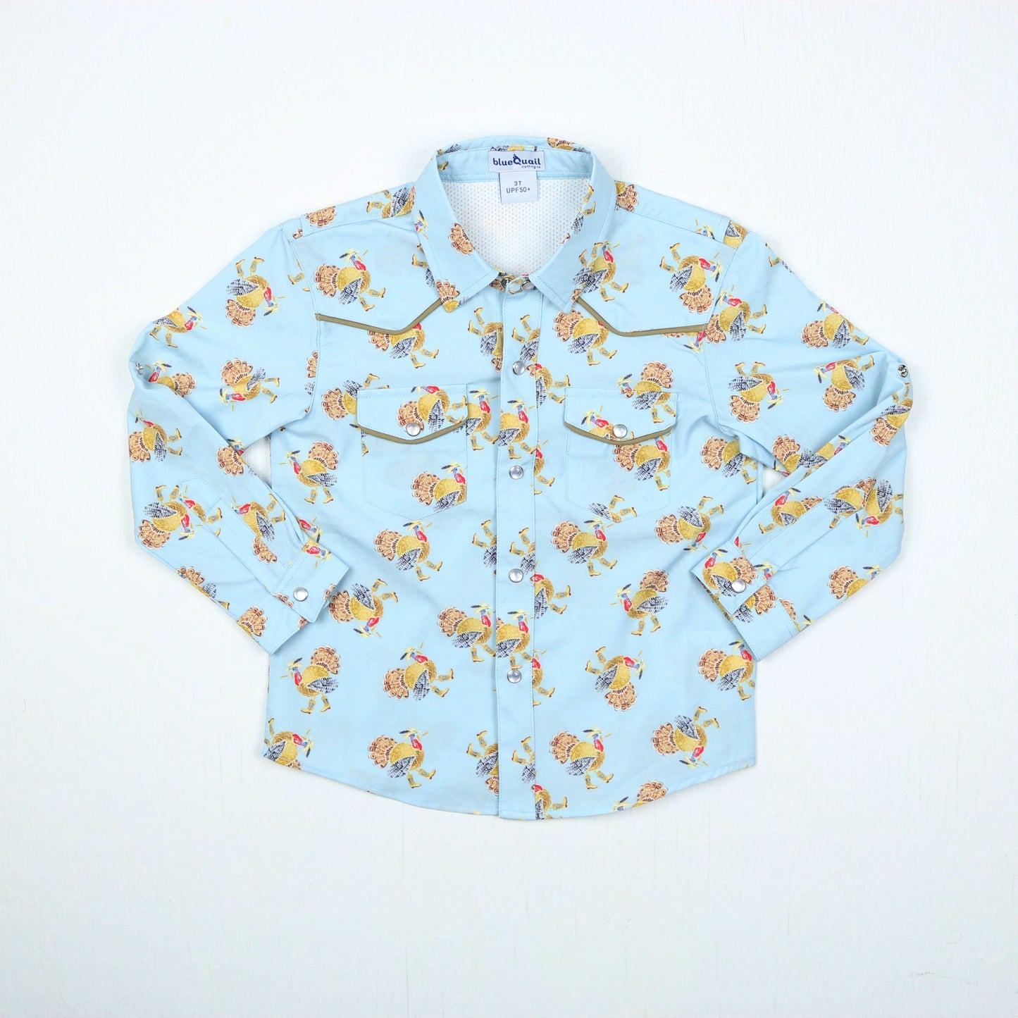 Turkeys Pearl Snap Long Sleeve Shirt – Boys Western Performance Shirt