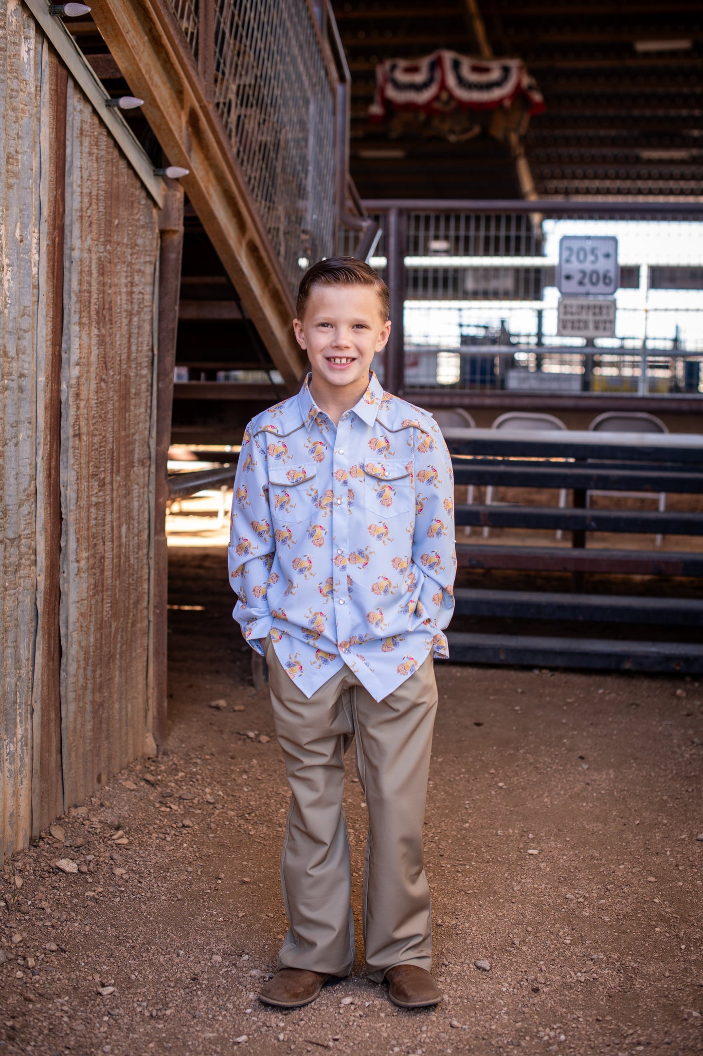 Turkeys Pearl Snap Long Sleeve Shirt – Boys Western Performance Shirt