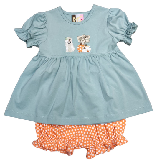 Pumpkin Patch Applique Bloomer Set – Fall Baby Girl Outfit