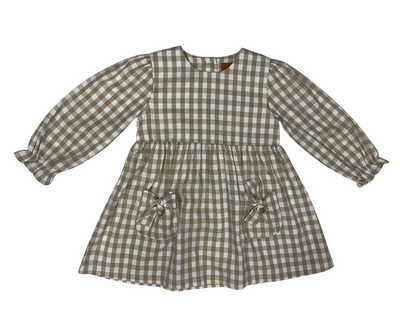 Jordyn Dress – Khaki Gingham Girls Outfit