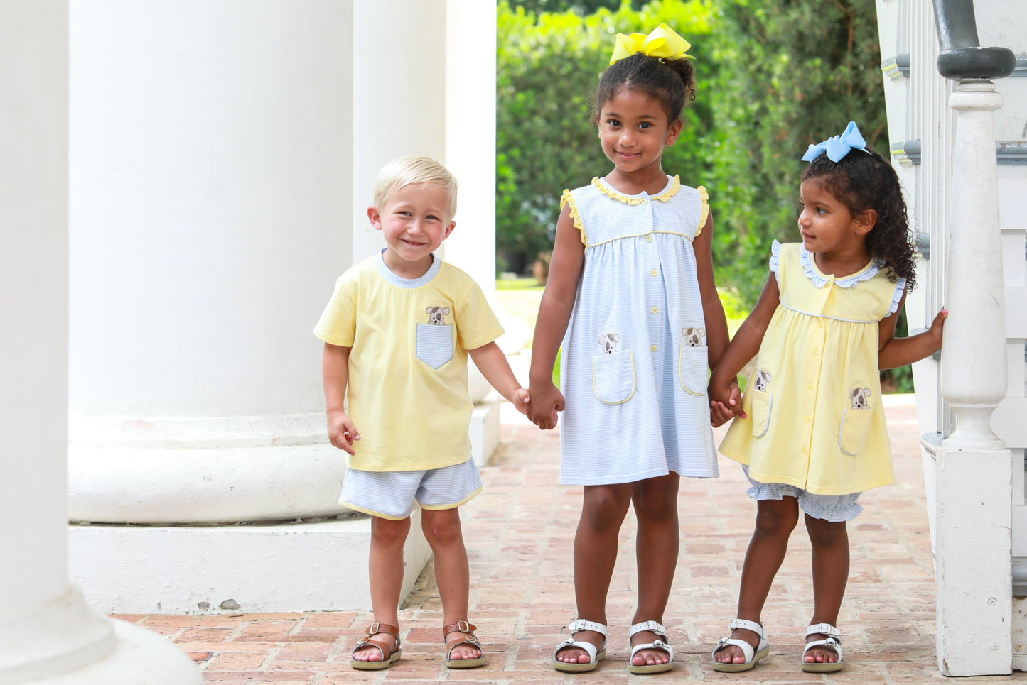 Girls Puppy Paws Pocket Bloomer Set – Yellow & Blue