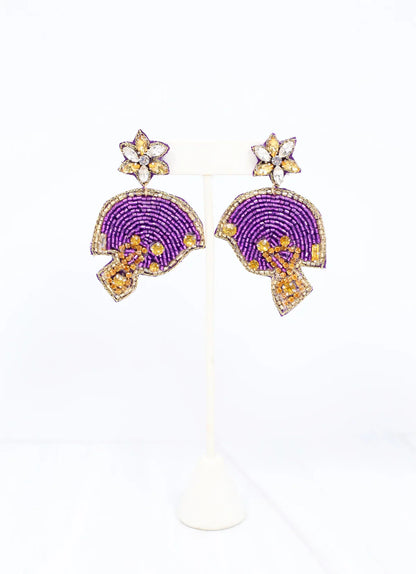 Beaded Football Helmet Earring