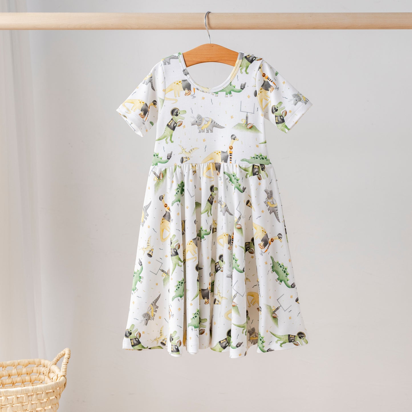 Saints Dino All-Stars Organic Cotton Dress for Kids-Rogue Magnolia Custom Designs