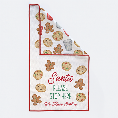 Santa Please Stop Here Kitchen Towel-Rogue Magnolia Custom Designs