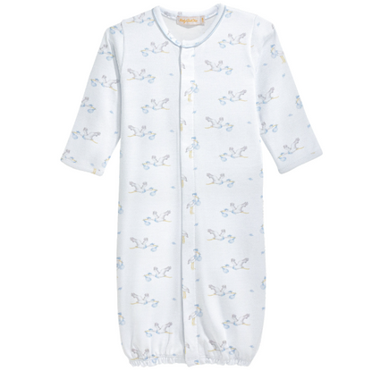 Tiny Storks Boy Printed Convertible Gown w/ Piping