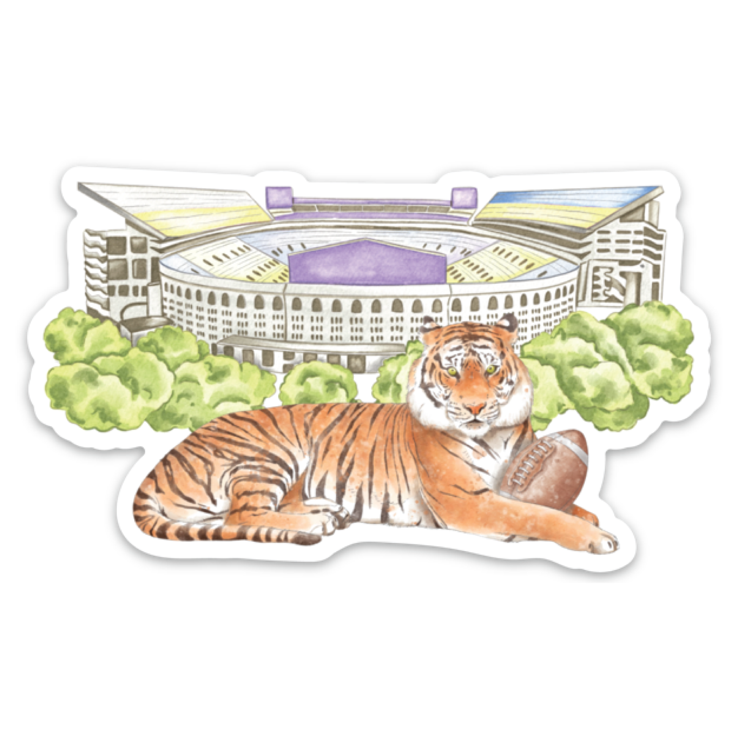 Tiger Stadium Die Cut Sticker-Rogue Magnolia Custom Designs