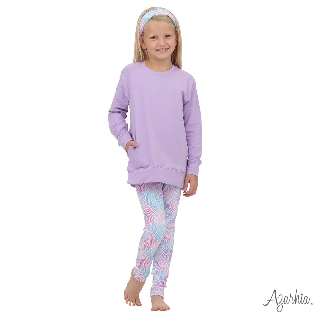 Color Block Lavender Zip Pullover – Girls Long Sleeve Sweatshirt