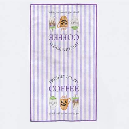 Freshly Boo'd Coffee Halloween Kitchen Towel-Rogue Magnolia Custom Designs