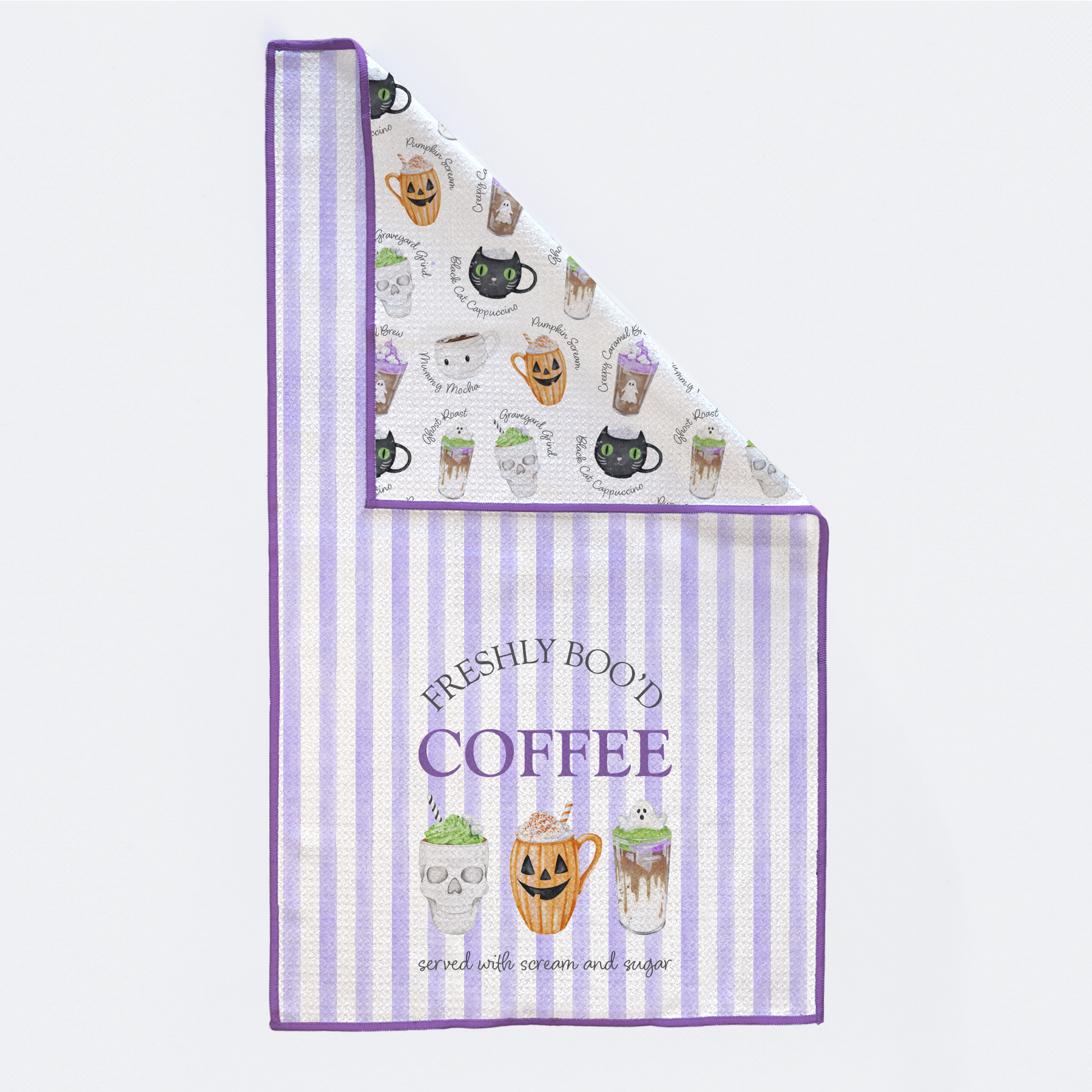 Freshly Boo'd Coffee Halloween Kitchen Towel-Rogue Magnolia Custom Designs