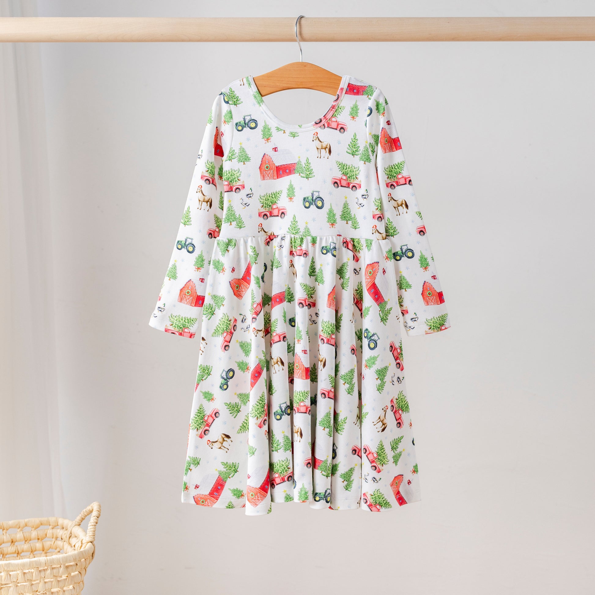Christmas Tree Farm Organic Cotton Dress for Kids-Rogue Magnolia Custom Designs