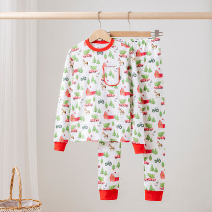 Christmas Tree Farm Organic Cotton Kids Pajamas-Rogue Magnolia Custom Designs