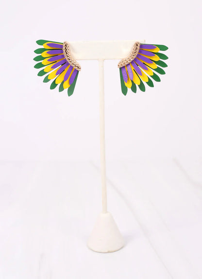 Fernie Metal Fan Earring MARDI GRAS