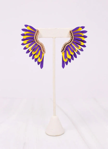 Farrell Metal Fan Earring PURPLE YELLOW