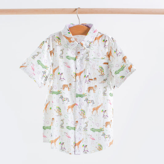 Zoo Krewe Short Sleeve Collared Shirt-Rogue Magnolia Custom Designs