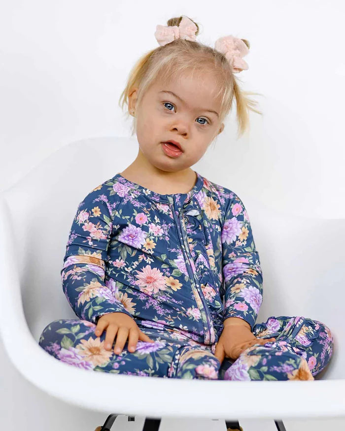 Anna Ruffled Convertible Romper – Bamboo Poppy Footie/Romper