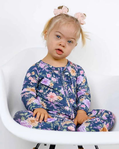 Anna Ruffled Convertible Romper – Bamboo Poppy Footie/Romper