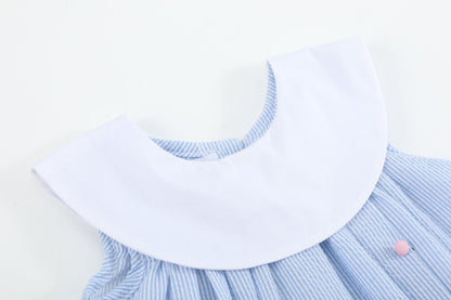 Blue Bunnies Seersucker Yoke Dress