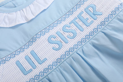 Blue Lil Sister Smocked Romper