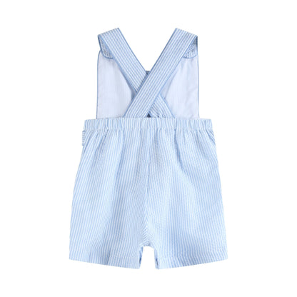 Blue Seersucker Easter Bunny Shortalls