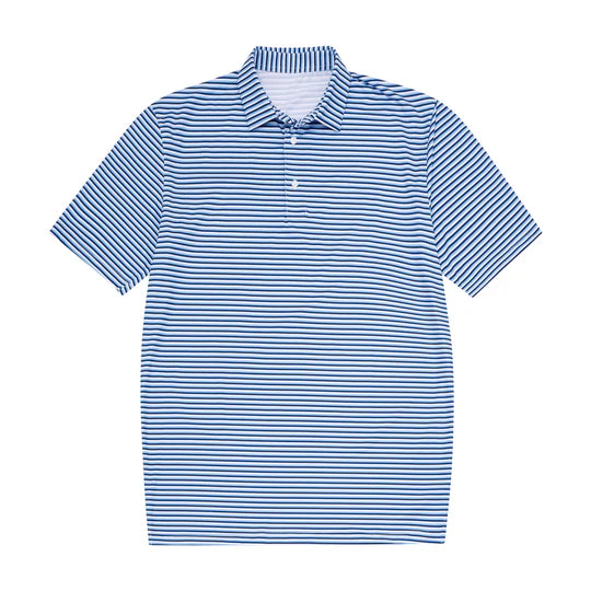 Kids Navy, Light Blue & White Stripe Polo – Classic Boys Performance Shirt