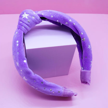 Kids Knot Headband - Star Purple Velvet Hair Accessories