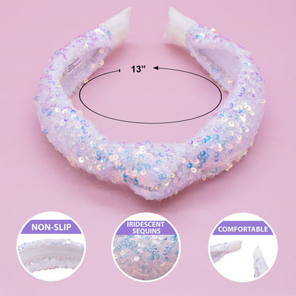 Kids Knot Headband - Rainbow Sequin Knotted Hair Accessories