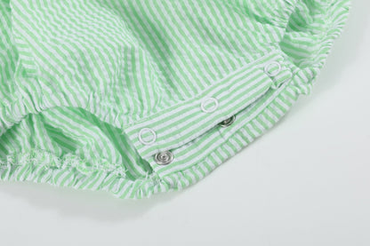 Green Seersucker Easter Bunny Smocked Flutter Romper