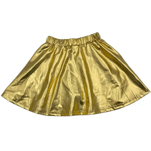 Gold Metallic Skort – Sparkly Girls’ Skirt with Built-In Shorts