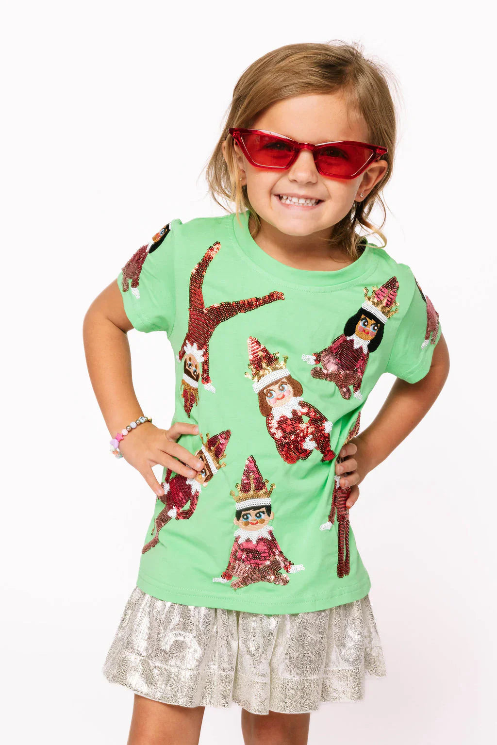 Queen of Sparkles Green Elf on the Shelf Tee - Kids