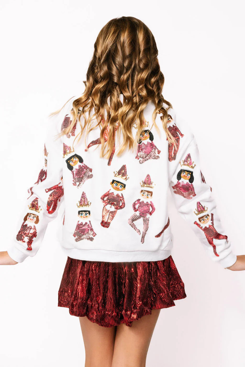 Queen of Sparkles Kids Dark Red Wavy Swing Shorts
