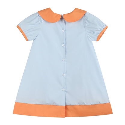 Light Blue Pumpkin Applique Collared Dress