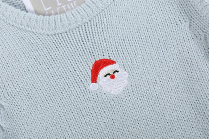 Light Blue Santa Knit Romper