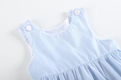 Light Blue Seersucker A-Line Dress