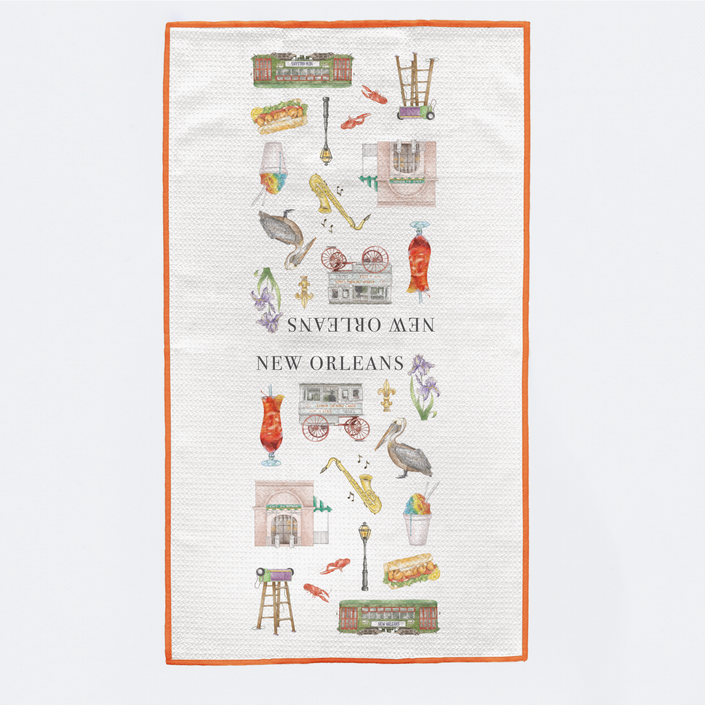 New Orleans Icons Kitchen Towel-Rogue Magnolia Custom Designs