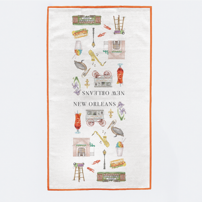 New Orleans Icons Kitchen Towel-Rogue Magnolia Custom Designs