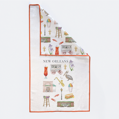 New Orleans Icons Kitchen Towel-Rogue Magnolia Custom Designs
