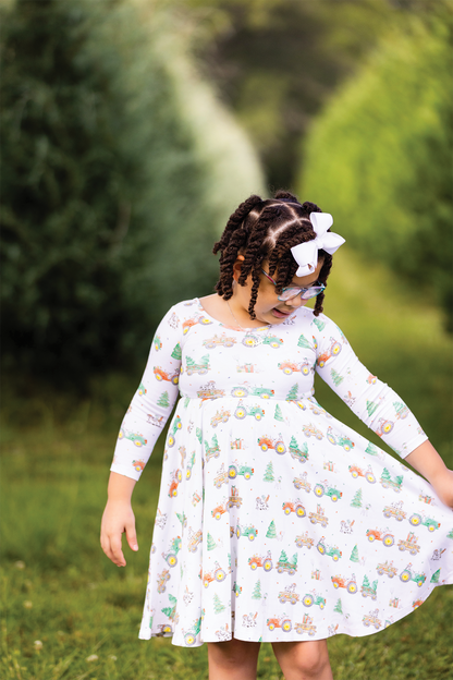 Moo-y Christmas Organic Cotton Christmas Dress for Kids-Rogue Magnolia Custom Designs