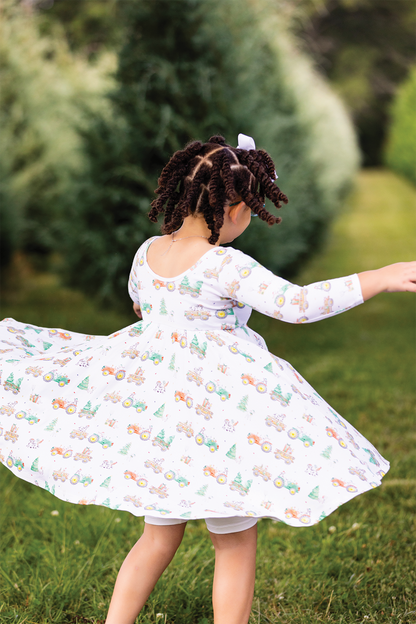 Moo-y Christmas Organic Cotton Christmas Dress for Kids-Rogue Magnolia Custom Designs